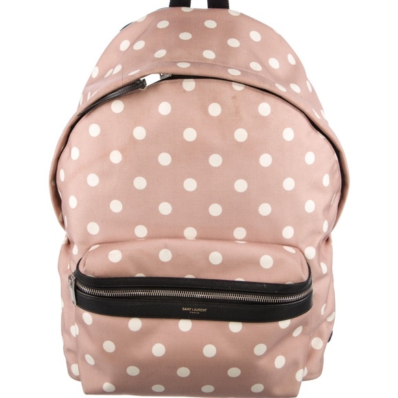 Saint Laurent City Polka Dot Canvas Backpack - Picture 2 of 6